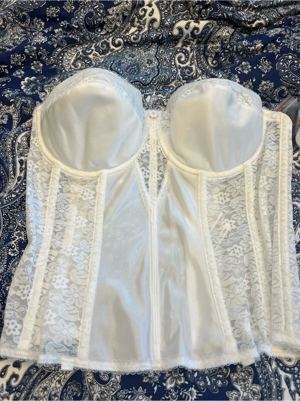 Dominique White Lace Longline Bustier